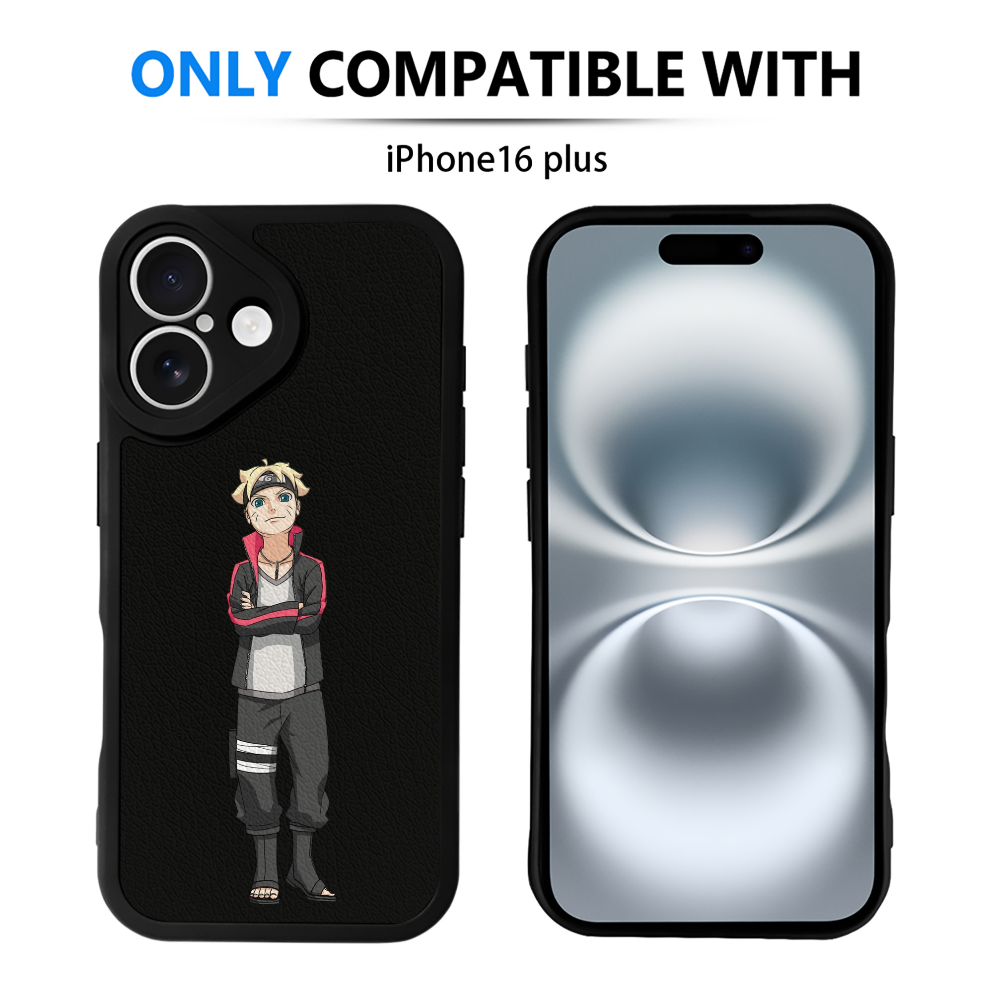 （画像用） NARUTO -ナルト- うずまき ボルト Uzumaki Boruto 【iPhone 16シリーズ対応】シリコンスマホケース（レザー調） 材質：シリコン